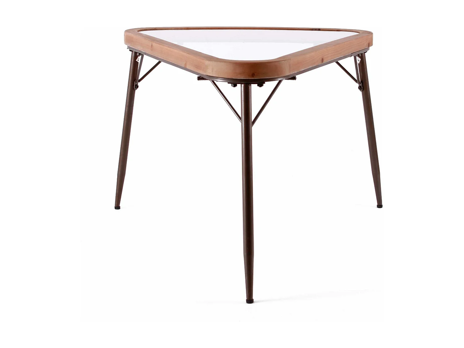 Set di 2 tavolini triangolari in legno e metallo