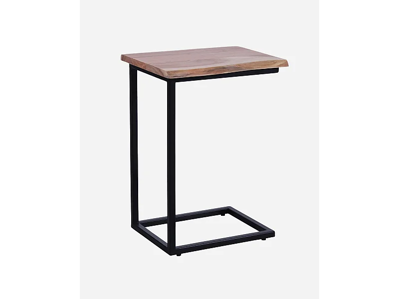 Tavolino alto in legno di acacia e metallo