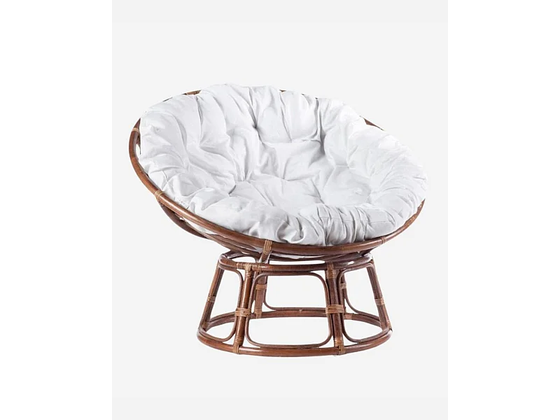 Poltrona rotonda in rattan noce "Papasan"