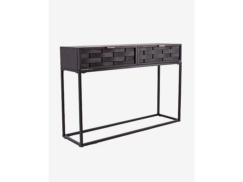 Consolle in legno intrecciato e ferro Macao