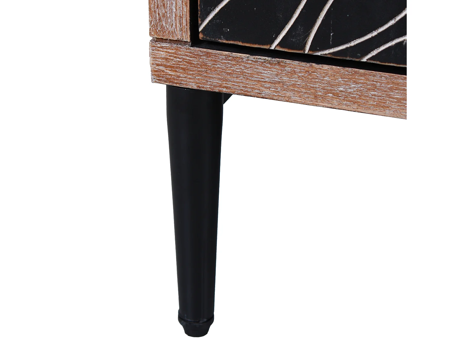 Credenza in legno quadrata colore marrone "Bangkok" stile esotico con design intagliato