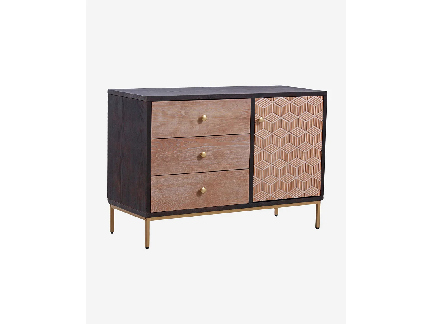 Credenza marrone tre cassetti una anta"Rabat"