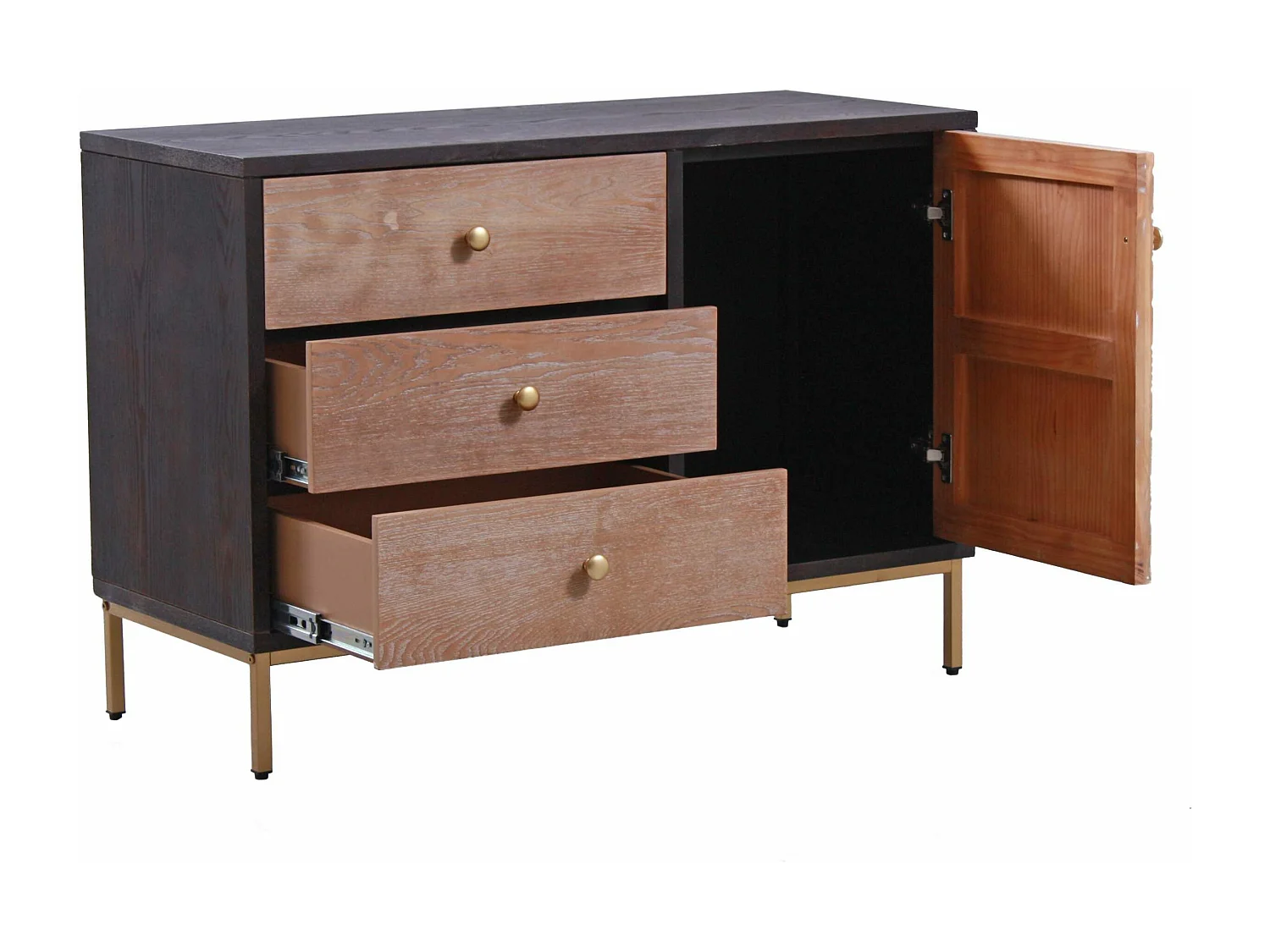 Credenza marrone tre cassetti una anta"Rabat"