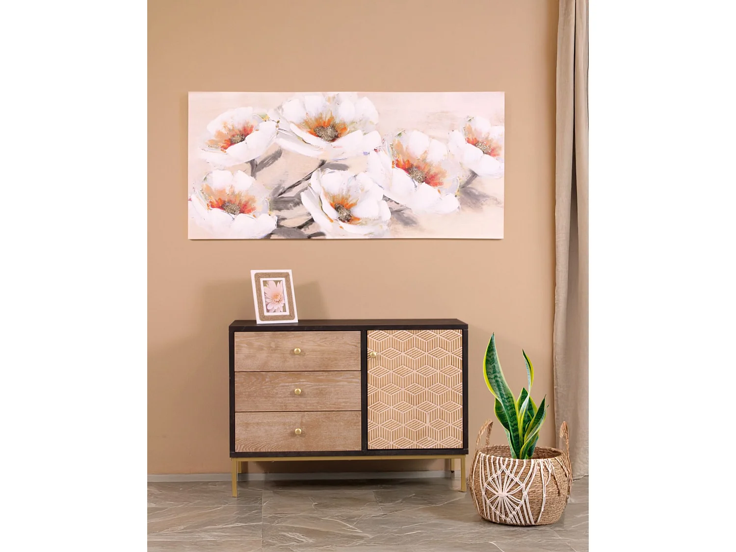 Credenza marrone tre cassetti una anta"Rabat"