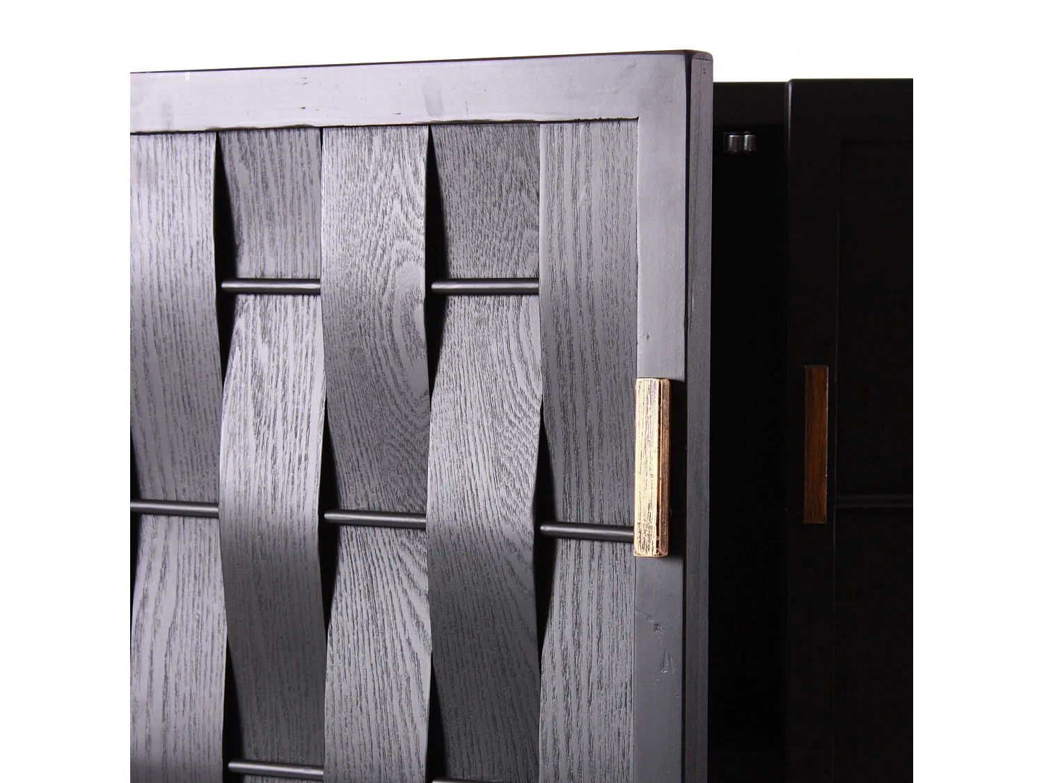 Credenza nera in legno intrecciato Macao