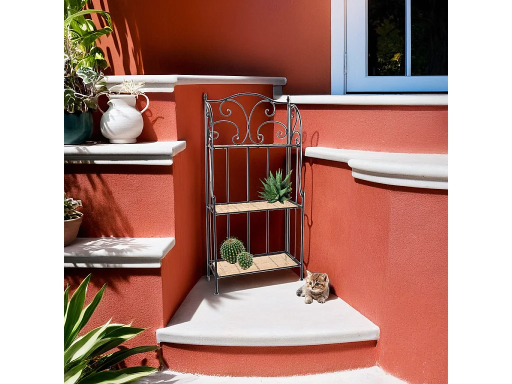 Scaffale in ferro e vimini