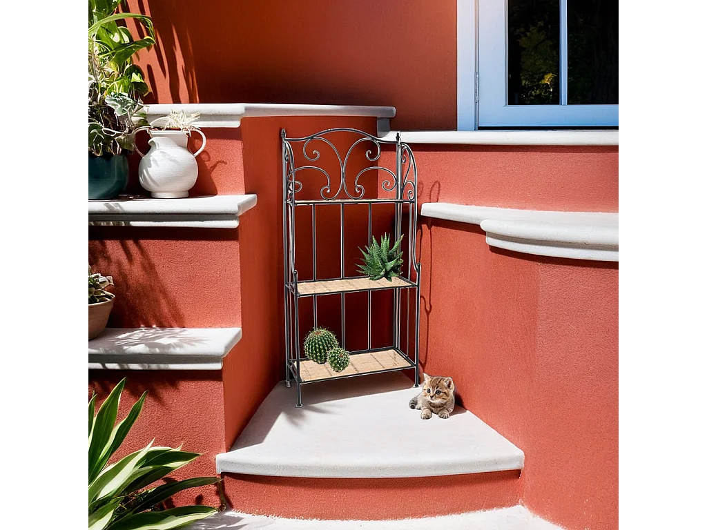 Scaffale in ferro e vimini