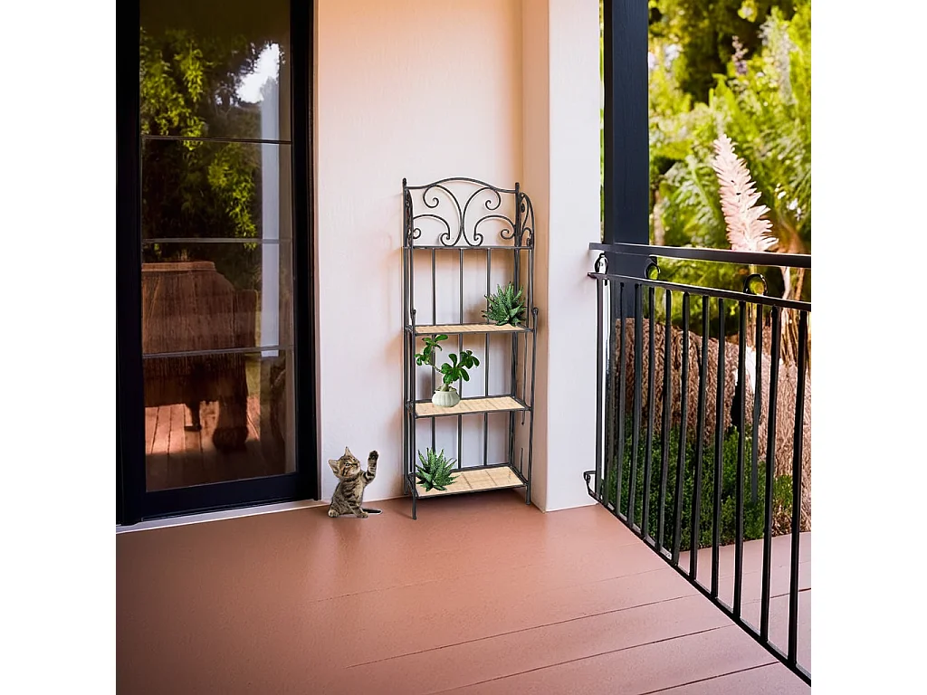 Scaffale in ferro e vimini