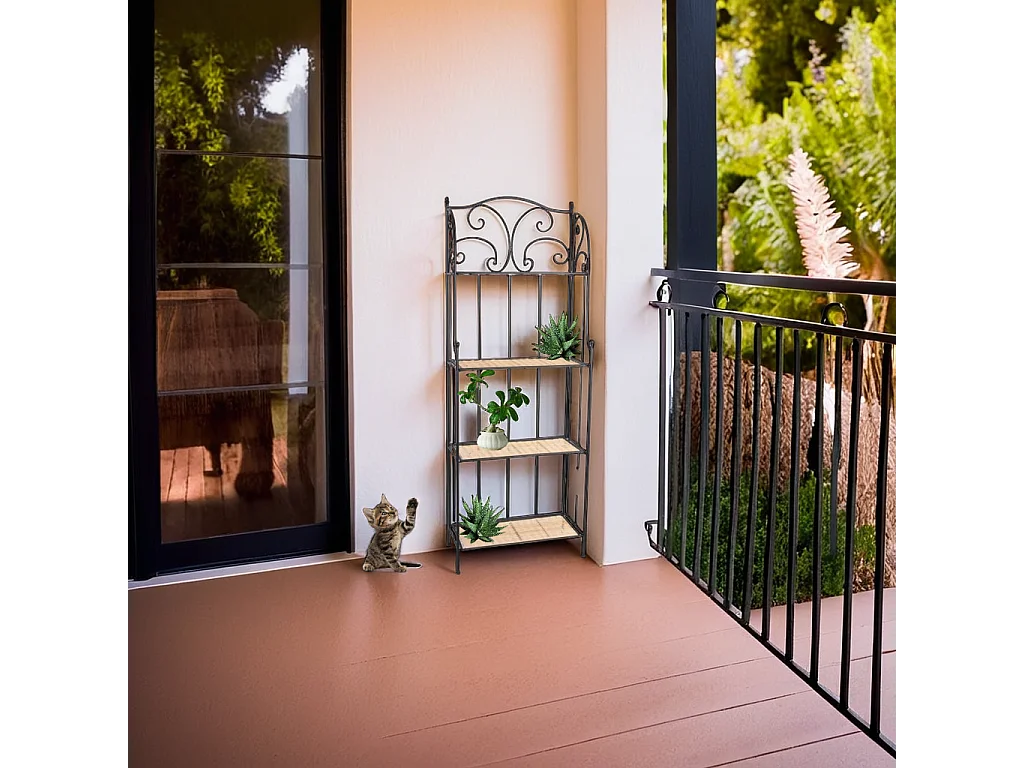 Scaffale in ferro e vimini