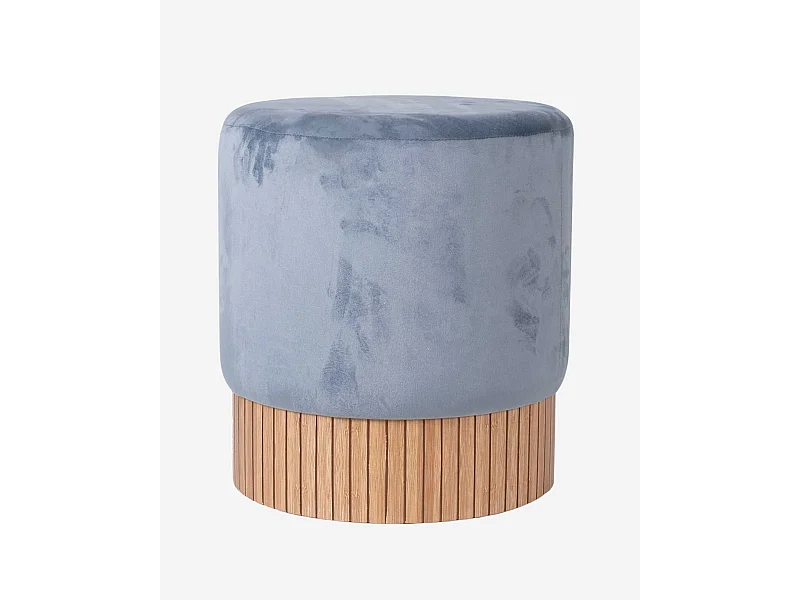 Pouf rotondo in velluto blu