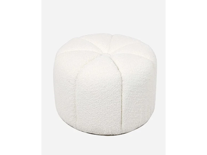 Pouf crema effetto bouclé "Lisa"