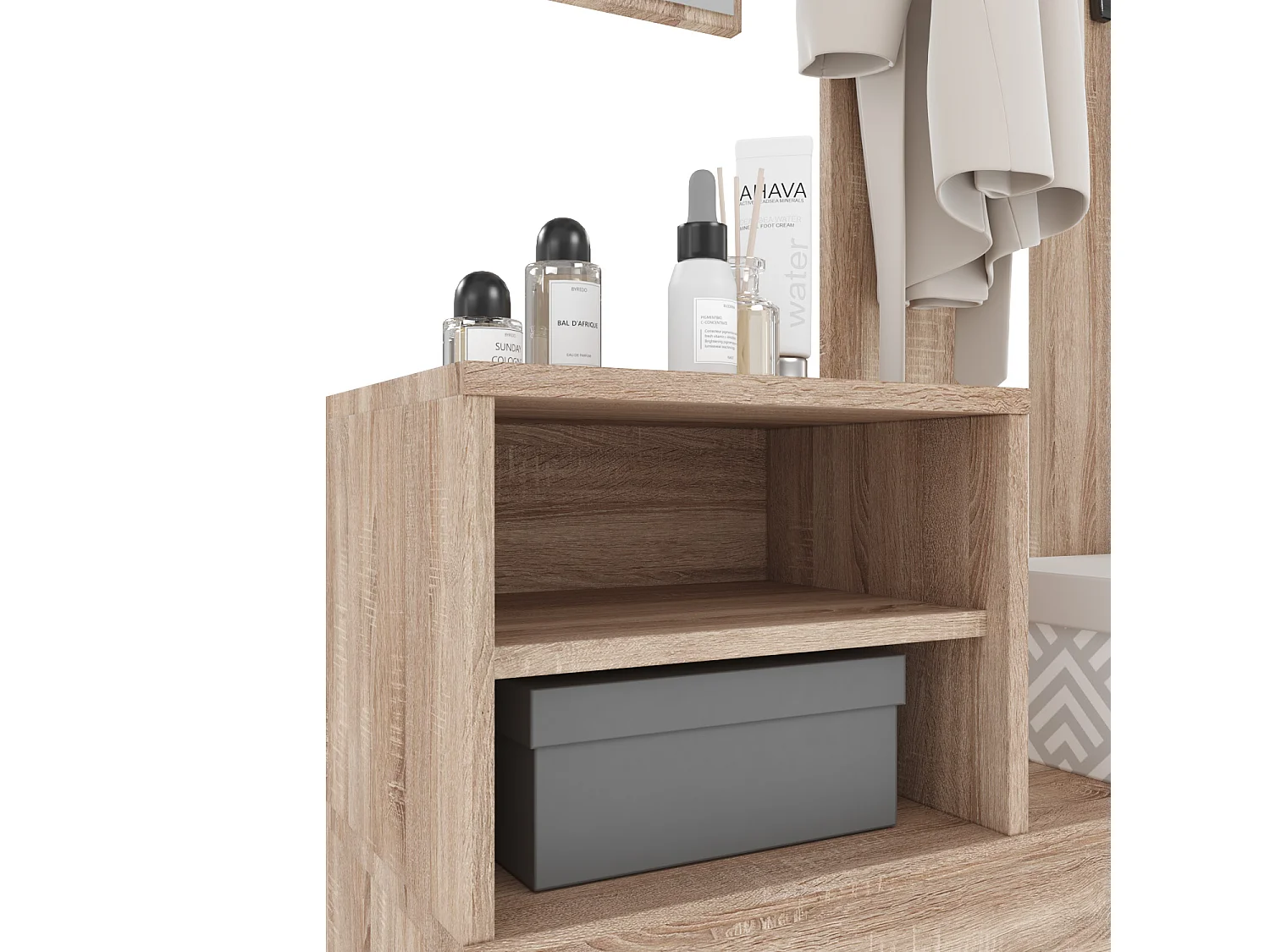 Set Di Mobili Da Ingresso Mobile Corridoio Con Specchio Scarpiera 6 Ganci Appendiabiti Guardaroba Arredo Arredamento Corridoio Entratina 160 x 100 x 24 Cm Rovere