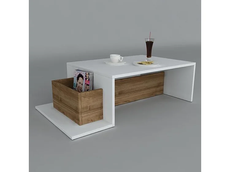 Couchtisch Pot Weiß Walnuss