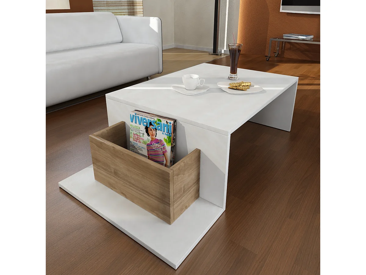 Couchtisch Pot Weiß Walnuss