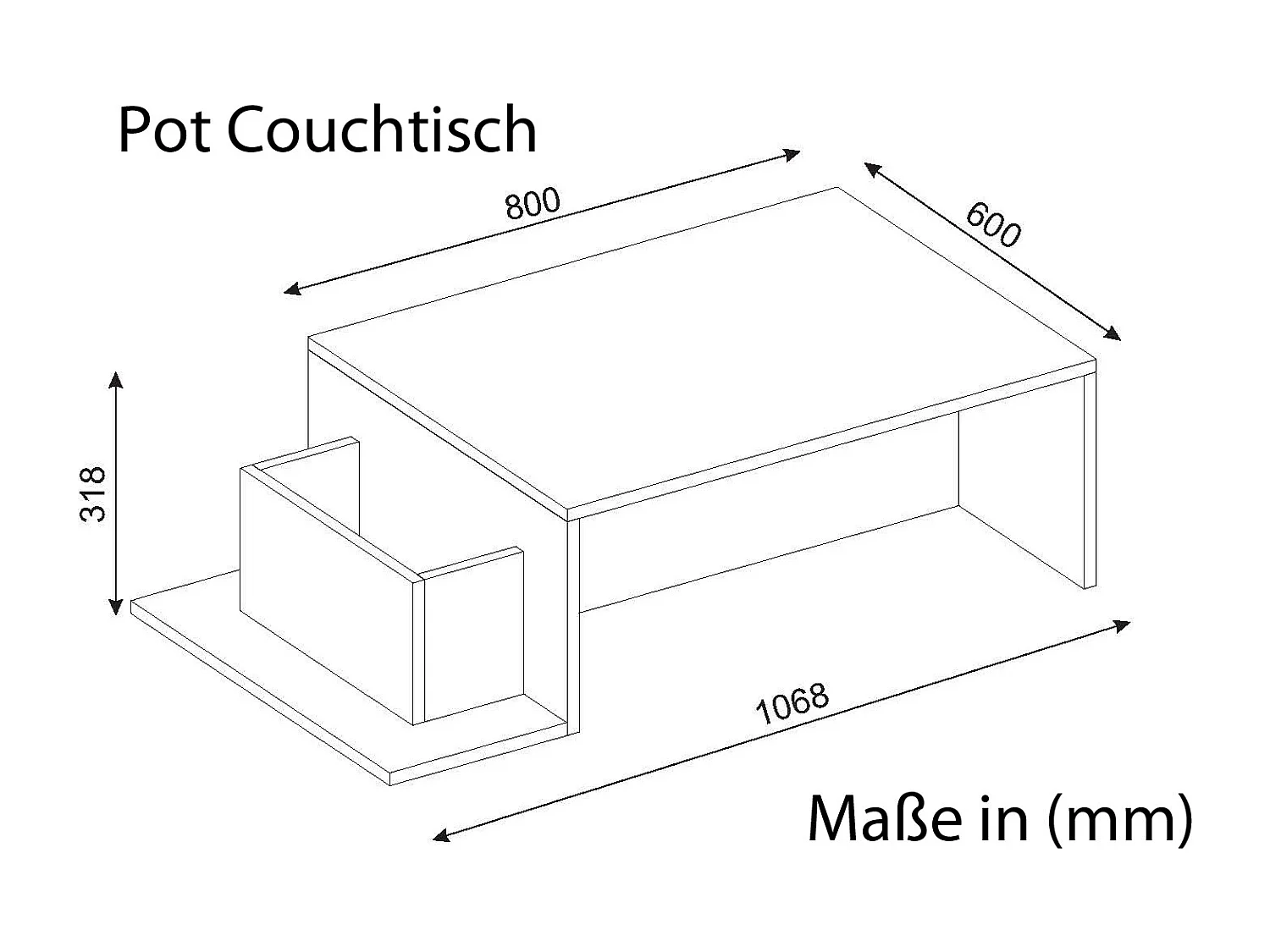 Couchtisch Pot Weiß Walnuss