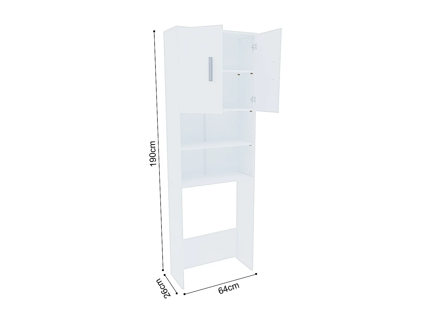 Mobile Sopra Lavatrice Asciugatrice Armadio Mobiletto Bagno Salvaspazio In Legno Armadietto Da Incasso A Colonna Con Ante Coprilavatrice 190 x 26 x 64 Cm Bianco