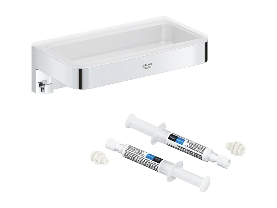 Tablette rectangle GROHE Start Cube + GROHE QuickGlue A2 pour access avec deux platines de fixation