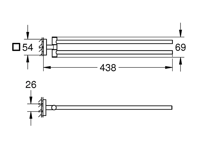 Barre porte-serviette GROHE Start Cube chromé