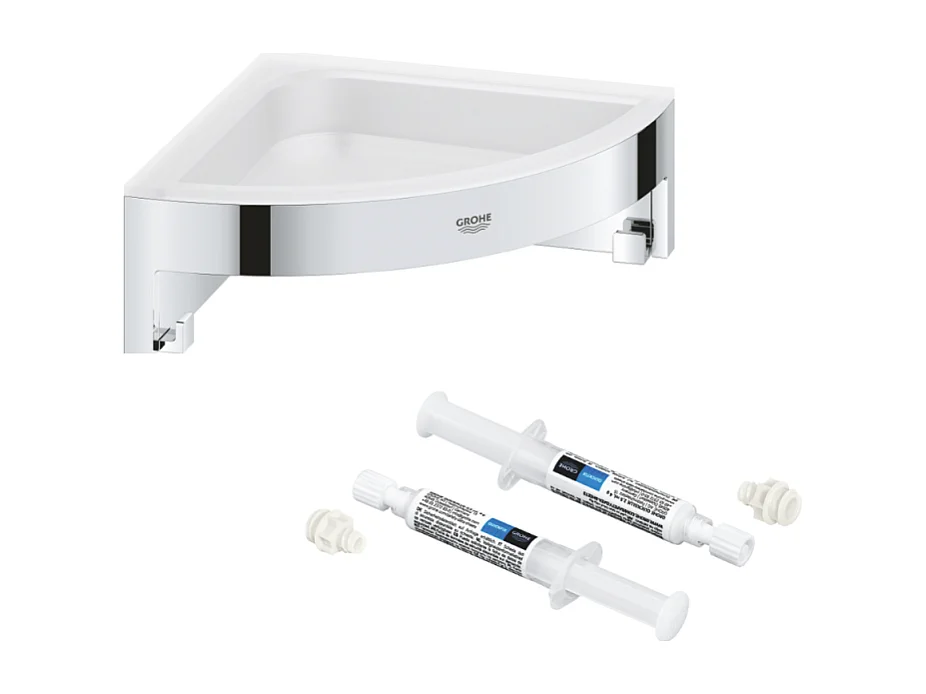 Tablette d'angle GROHE Start Cube + GROHE QuickGlue A2 pour access avec deux platines de fixation