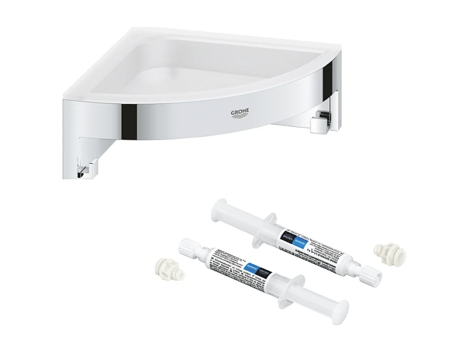 Tablette d'angle GROHE Start Cube + GROHE QuickGlue A2 pour access avec deux platines de fixation