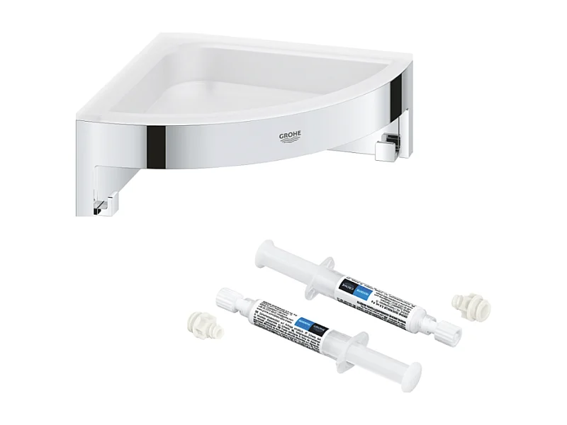 Tablette d'angle GROHE Start Cube + GROHE QuickGlue A2 pour access avec deux platines de fixation