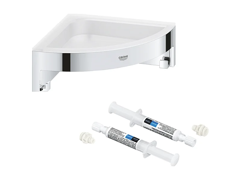 Tablette d'angle GROHE Start Cube + GROHE QuickGlue A2 pour access avec deux platines de fixation