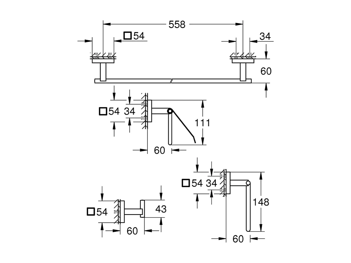 Ensemble d'accessoires 4-in-1 GROHE Start Cube chromé