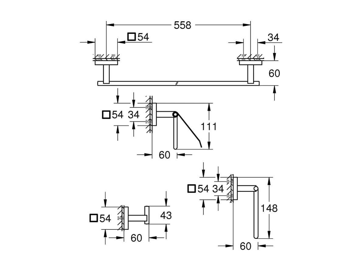 GROHE Start Cube Juego de accesorios 4 en 1 Cromo