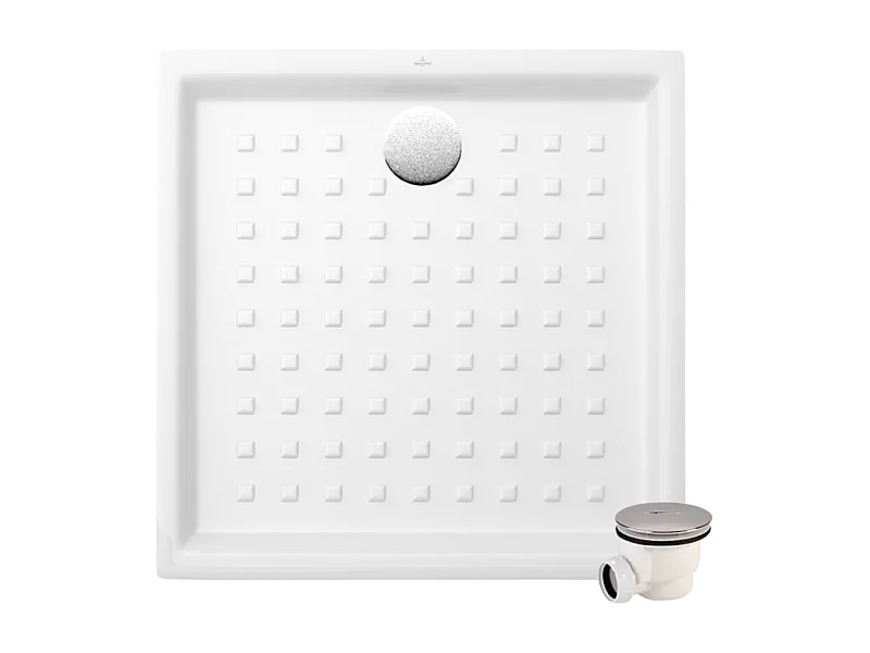 Pack receveur 100 x 100 VILLEROY ET BOCH O Novo ceramique carré blanc avec bonde D90
