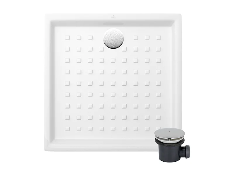 Pack receveur 100 x 100 VILLEROY ET BOCH O Novo ceramique carré blanc avec bonde D90