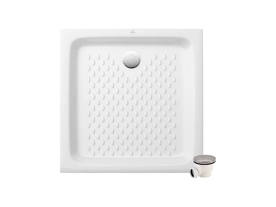 Pack receveur 90 x 90 Villeroy & boch O Novo ceramique carré blanc avec bonde D90