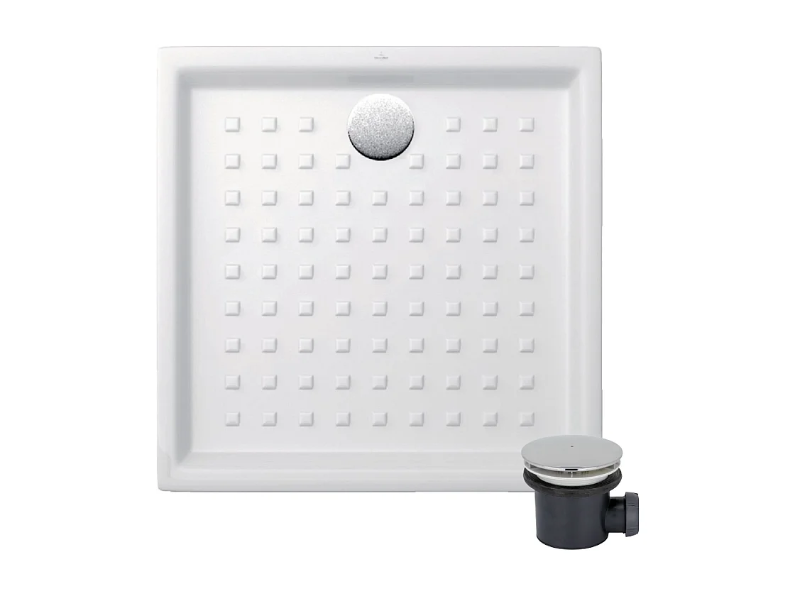 Pack receveur 90 x 90 Villeroy & boch O Novo ceramique carré blanc avec bonde D90