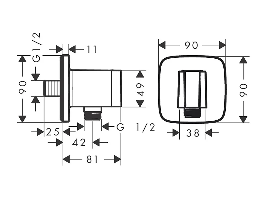 Support de douchette HANSGROHE FixFit Q Aspect doré poli