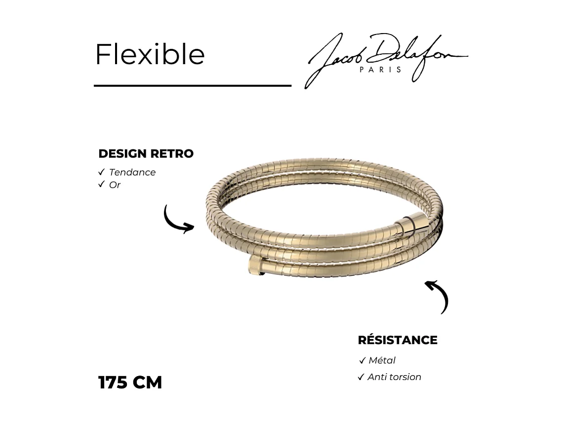 Flexible anti torsion 150 cm JACOB DELAFON métal or beige
