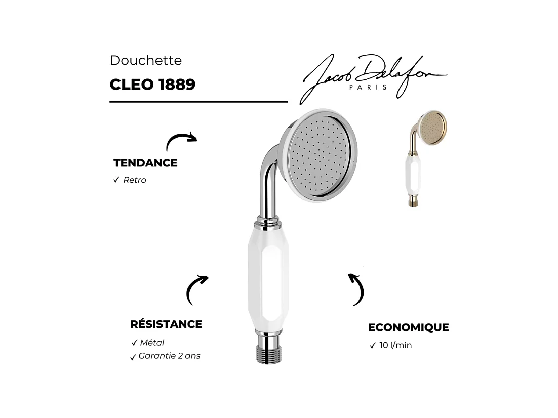 Pommeau de douche JACOB DELAFON Cléo 1889 or
