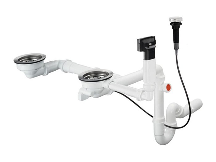 Vidage automatique pour évier 2 bacs granite HANSGROHE D17-10 inox