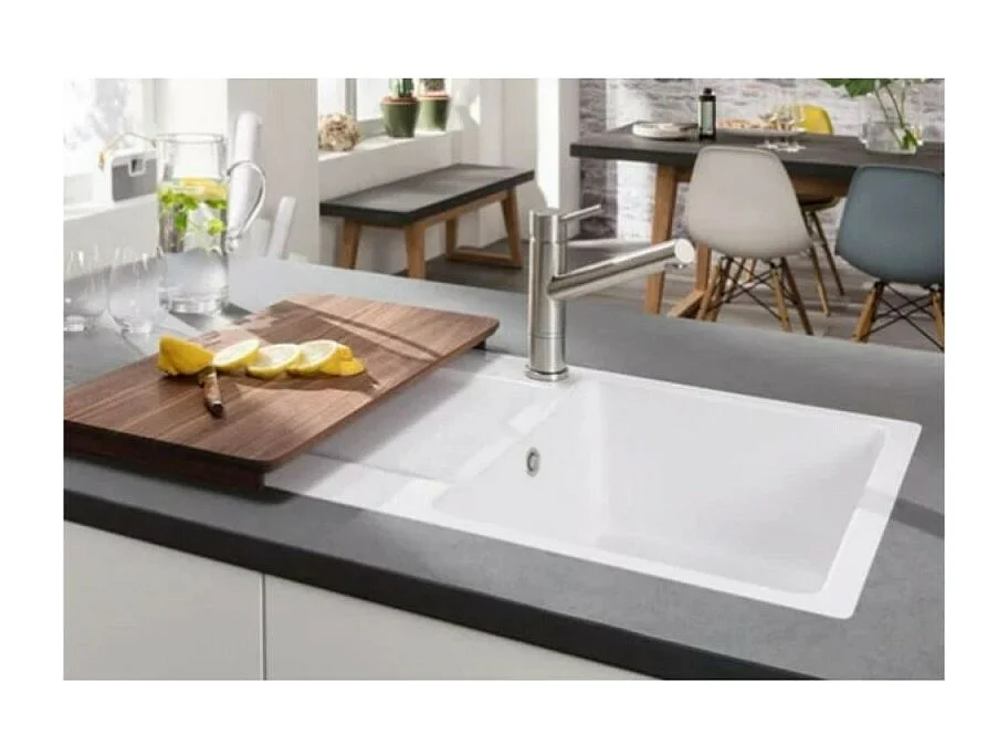 Evier une cuve avec égouttoir rectangle VILEROY ET BOCH Siluet 45 blanc alpin 800x510mm