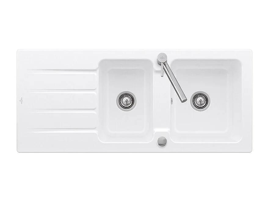 Evier 116 x 51 cm VILLEROY ET BOCH Architectura 80 Blanc + Robinet cuisine GROHE Concetto