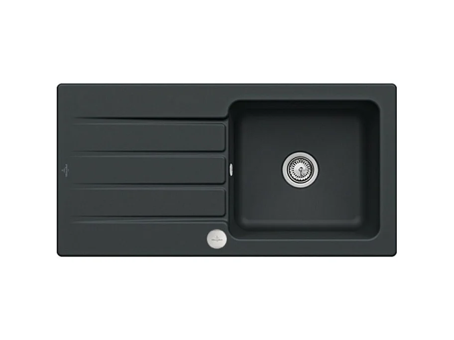 Evier 1 bac VILLEROY ET BOCH Architectura 60 Pure Black avec vidage automatique