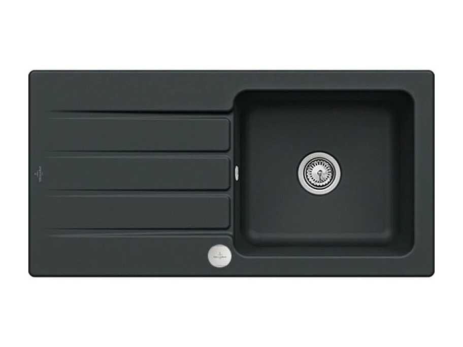 Evier 1 bac VILLEROY ET BOCH Architectura 60 Pure Black avec vidage automatique