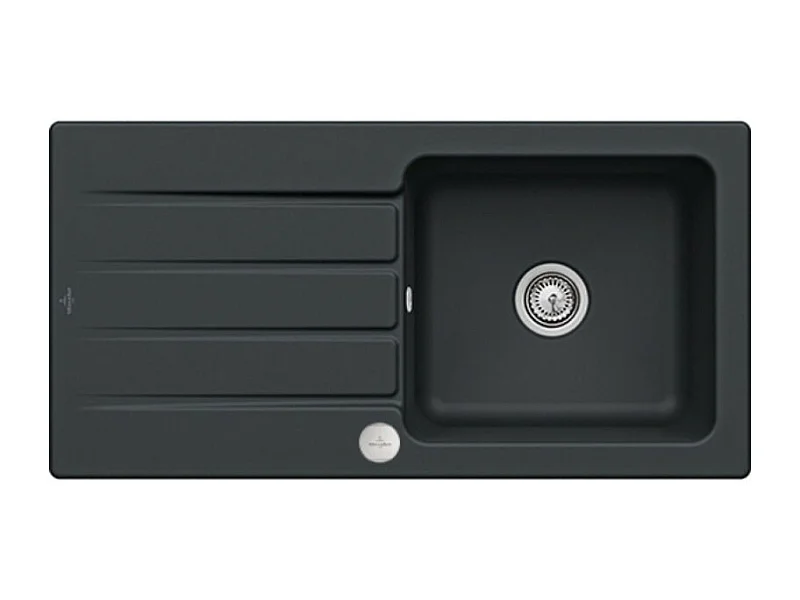 Evier 1 bac VILLEROY ET BOCH Architectura 60 Pure Black avec vidage automatique