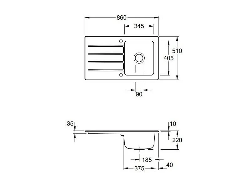 Evier 86 x 51 cm VILLEROY ET BOCH Architectura 50 Blanc + Robinet cuisine GROHE Concetto