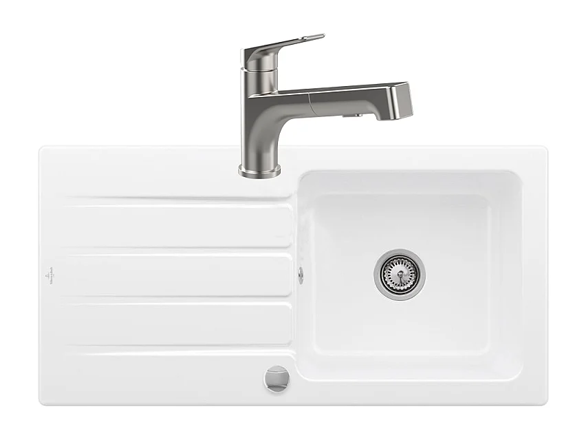 Evier 1 bac VILLEROY ET BOCH Architectura 60 + Robinet de cuisine Junis Shower