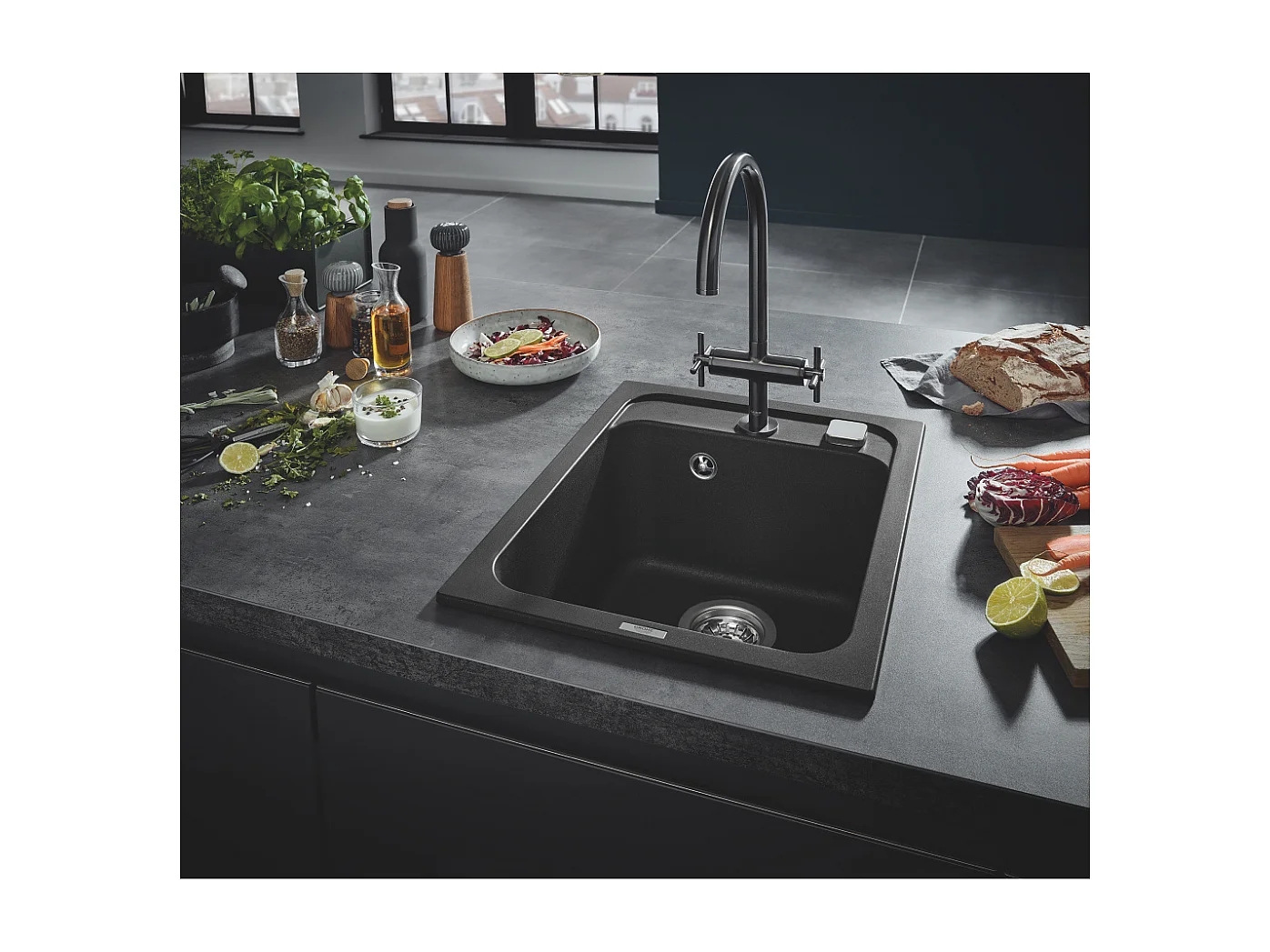 GROHE Evier 1 bac composite K700 Noir Granite 31650AP0