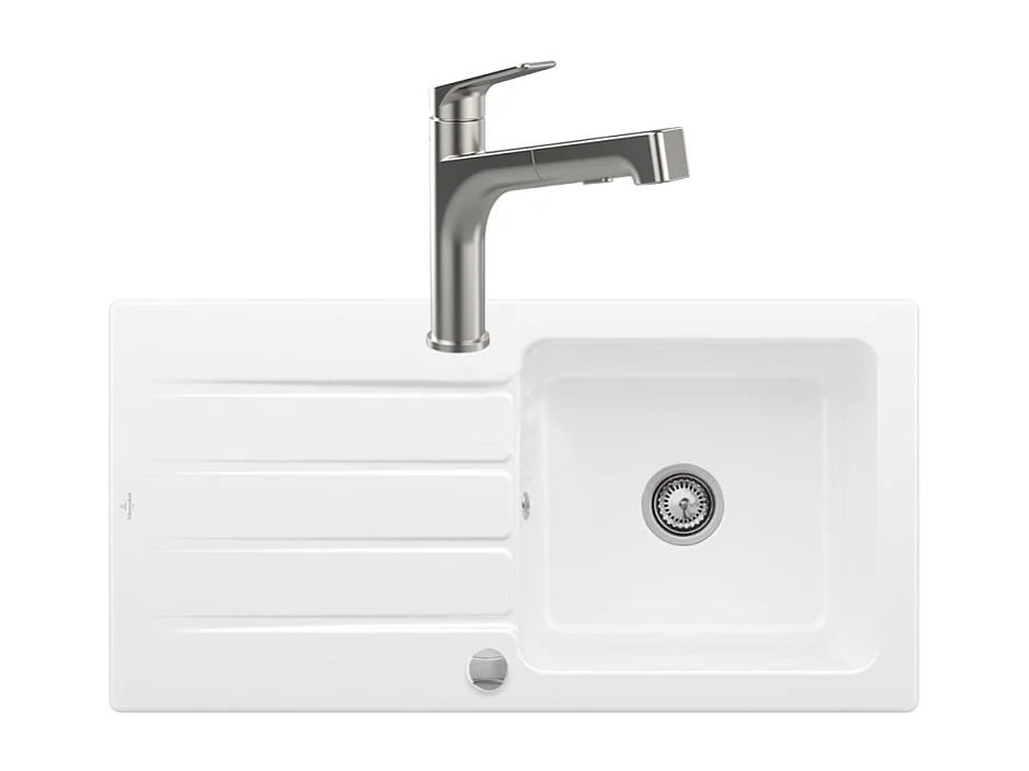 Evier 1 bac VILLEROY ET BOCH Architectura 60 + Robinet de cuisine Junis Sky Shower
