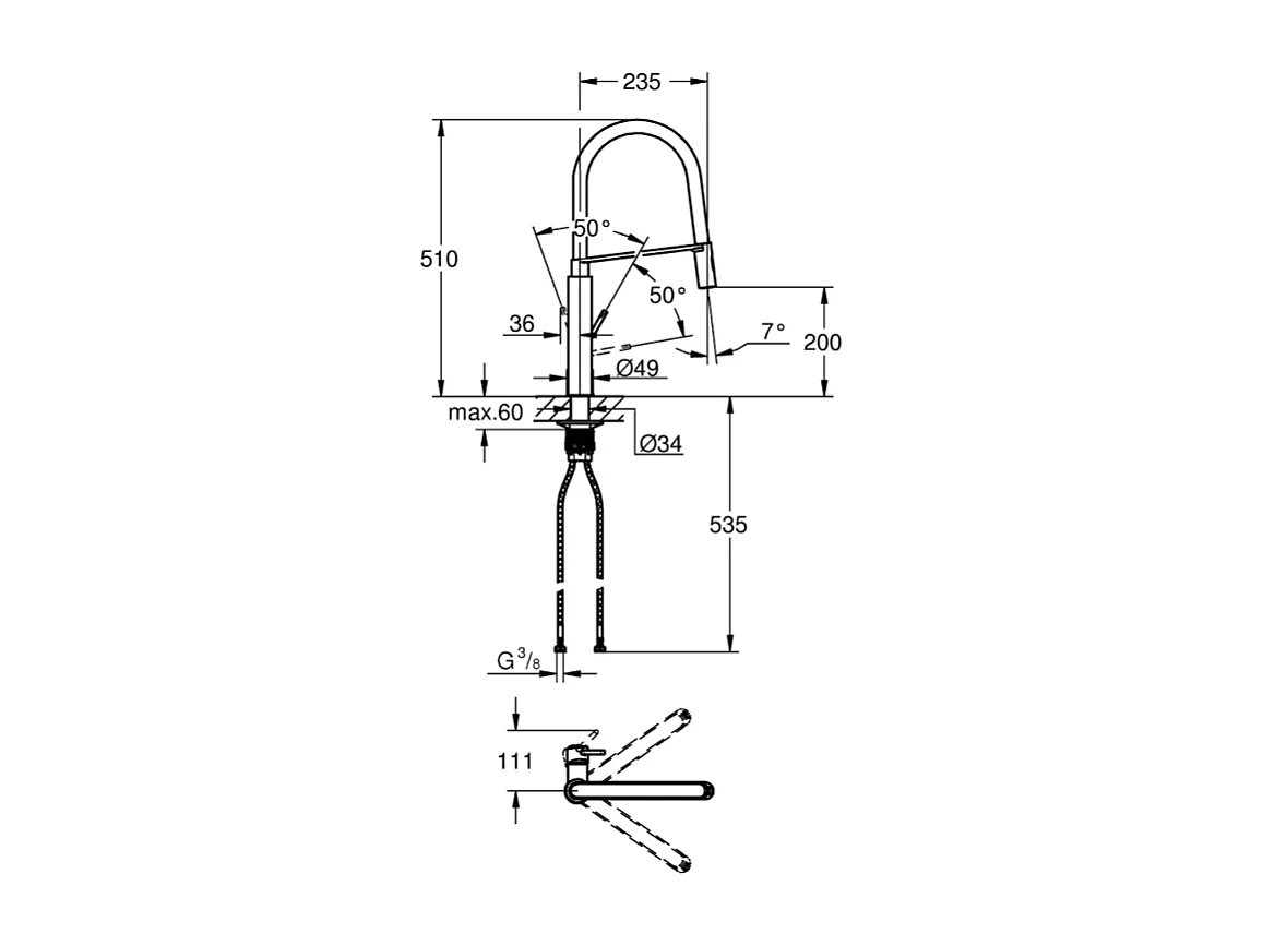 Evier 100 x 51 cm VILLEROY ET BOCH Architectura 60 Blanc + Robinet cuisine GROHE Concetto