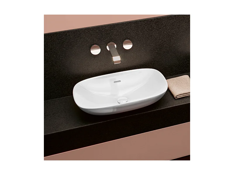 Vasque 56 x 38 rectangle à poser VILLEROY ET BOCH Loop & Friends non meulé blanche avec trop plein