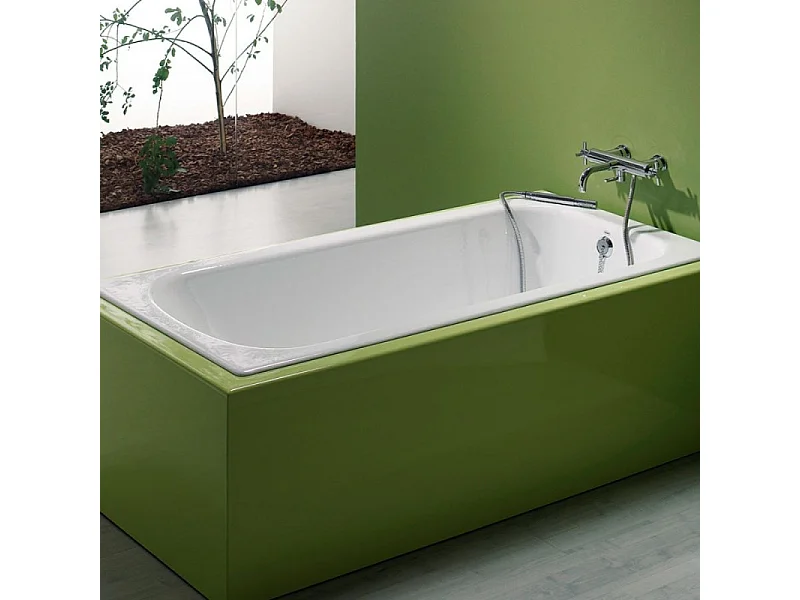 Lot baignoire droite 170 X 75 JACOB DELAFON Diapason fonte + pare-bain noir mat