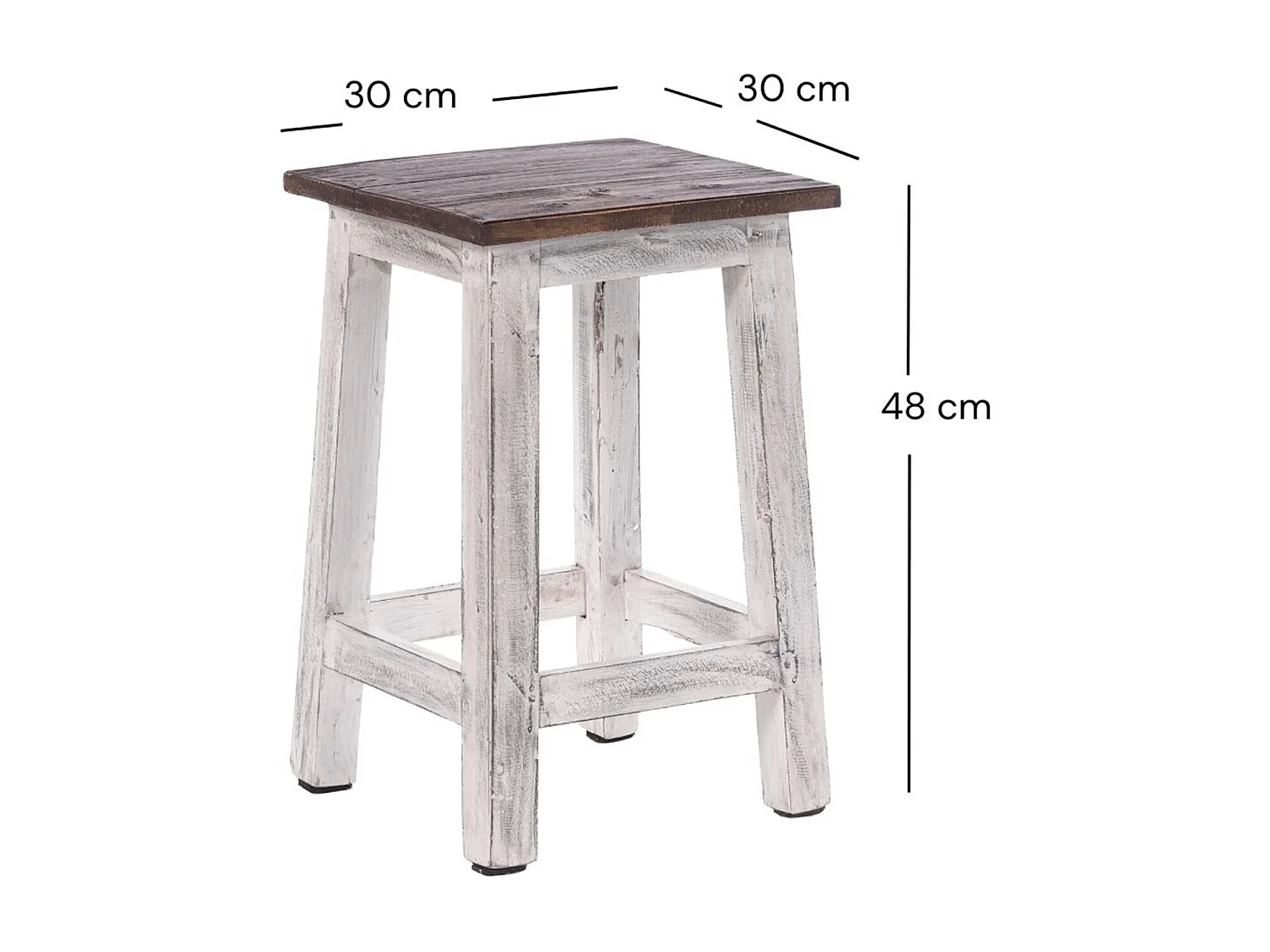 TABOURET MADERO bois de recyclage 05 weiß-natur