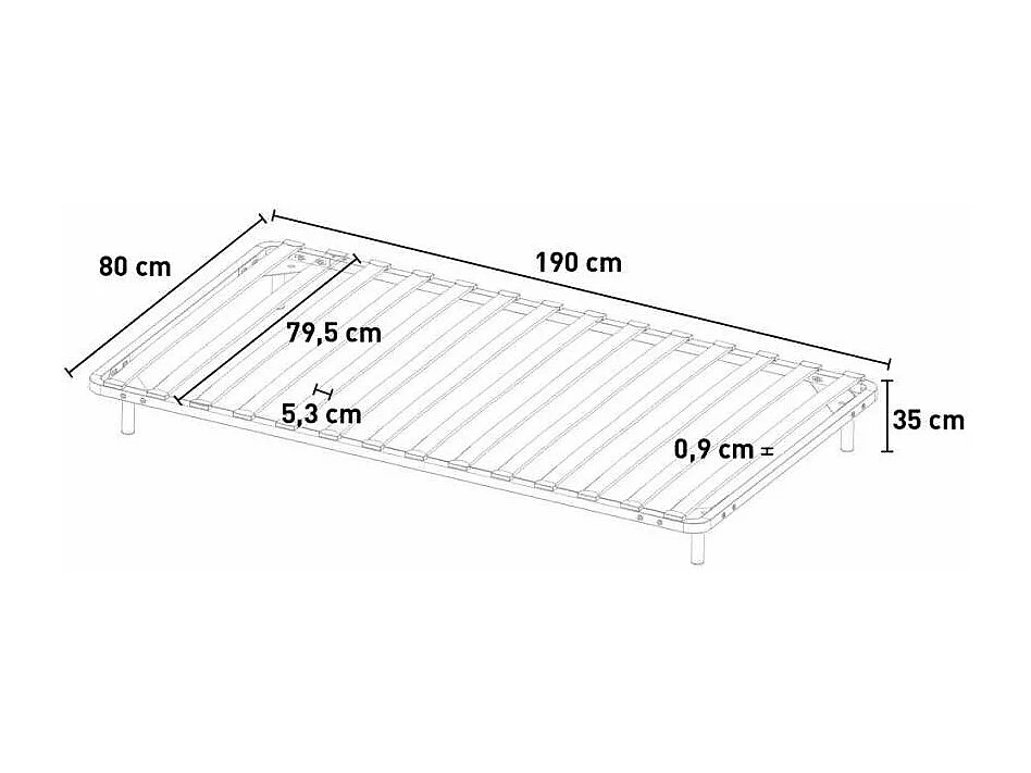 Rete singola 80x190cm con telaio in acciaio e doghe in legno Accento